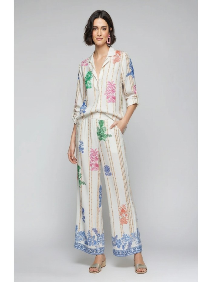 Camisa VILAGALLO  de mujer con estampado de bambues verticales
