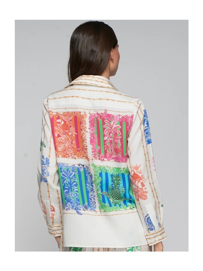 Camisa VILAGALLO  de mujer con estampado de bambues verticales