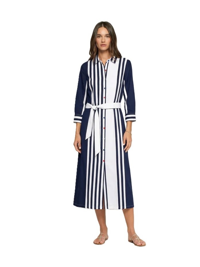 Vestido VILAGALLO de mujer con rayas marineras verticales 33409