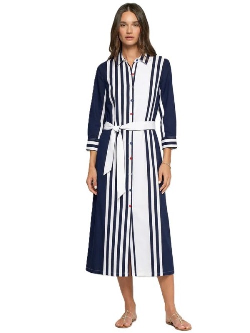 Vestido VILAGALLO de mujer con rayas marineras verticales 33409