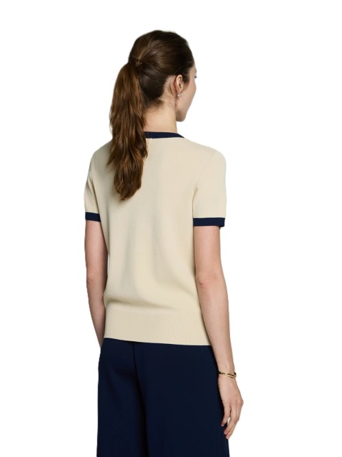 Jersey ESCORPION de mujer de color beige y rayas azul 26s110054 2