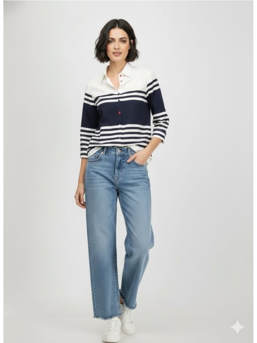 Camisa VILAGALLO de mujer de rayas marineras horizontales 33395
