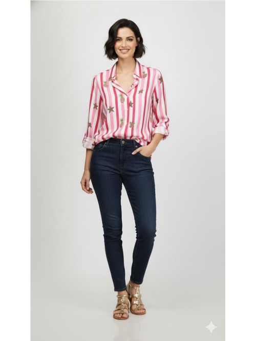 Camisa VILAGALLO de mujer de leopardos en la espalda 33641
