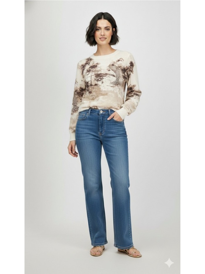 Jersey MONARI de mujer color beige con estampado de sabana 410382
