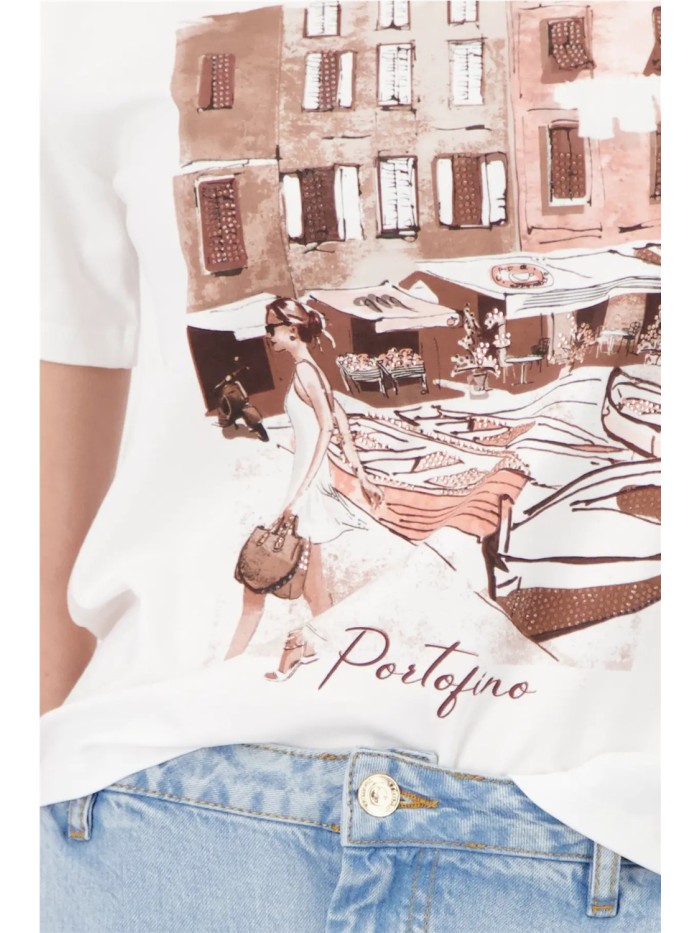 Camiseta MONARI d ecolor vainilla estampada 410553