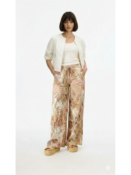 Pantalón MONARI de mujer estampado cachemir en moca 410580