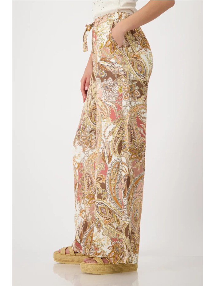 Pantalón MONARI de mujer estampado cachemir en moca 410580