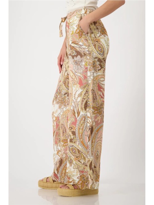 Pantalón MONARI de mujer estampado cachemir en moca 410580