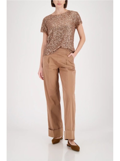 Camiseta MONARI de mujer  color moca de lentejuelas 410724 2