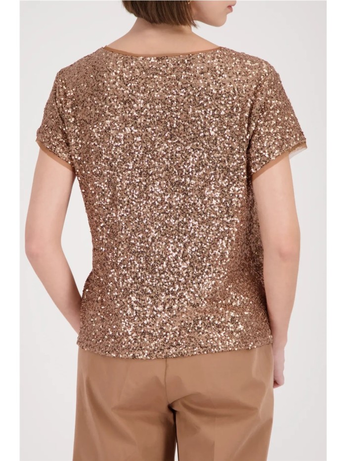 Camiseta MONARI de mujer  color moca de lentejuelas 410724